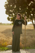 Leila| Black Modal Cotton Peplum Set with Hand Embroidery for Women| Tarah by Tripti