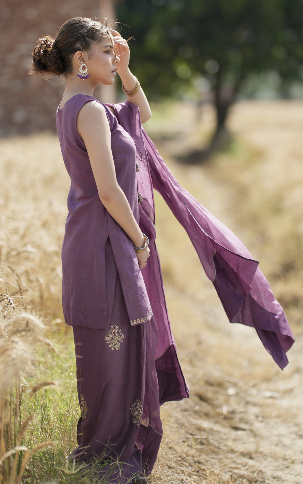 Kashni – Viscose Muga Silk Suit with Dabka Pitta Work