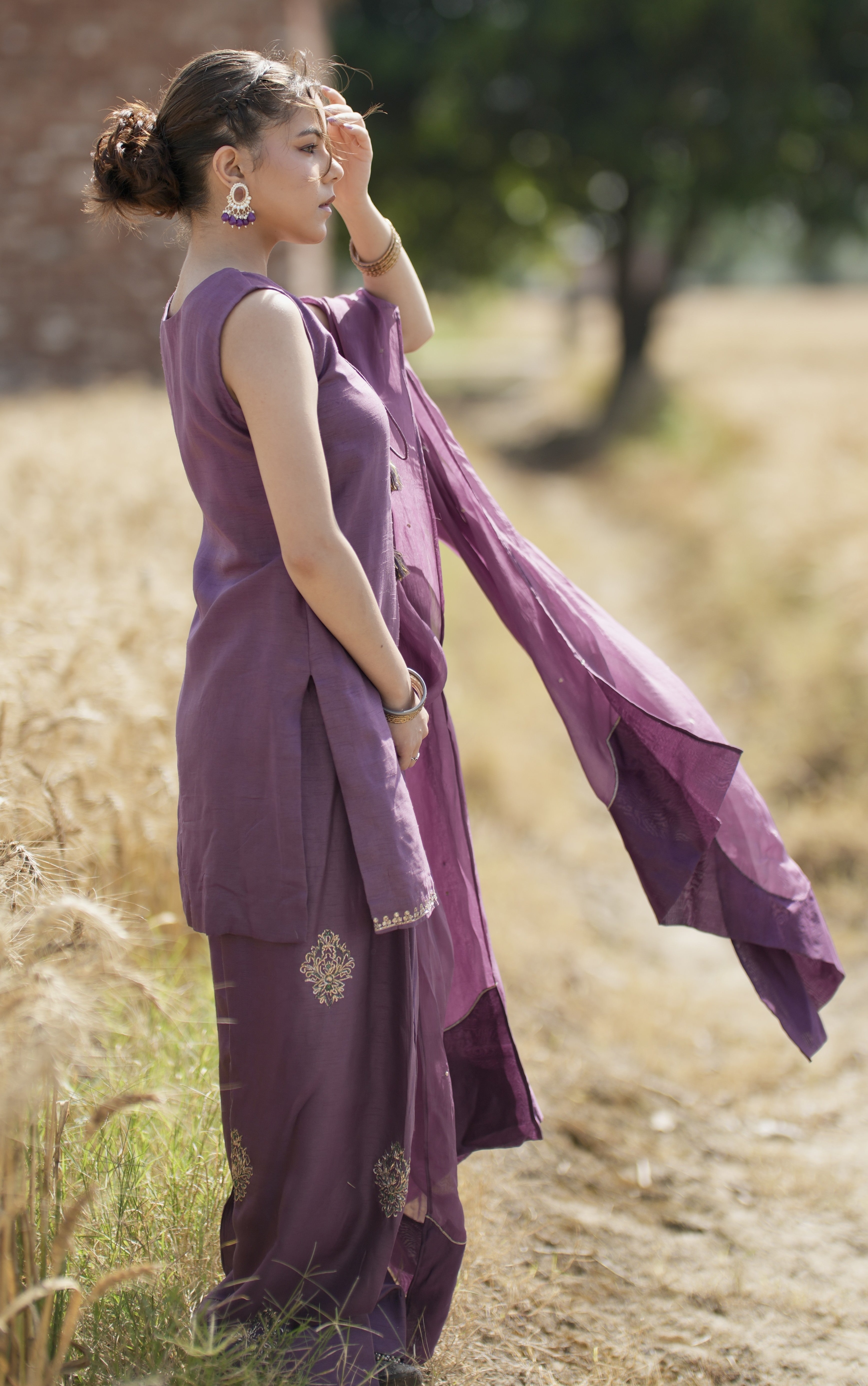 Kashni – Viscose Muga Silk Suit with Dabka Pitta Work