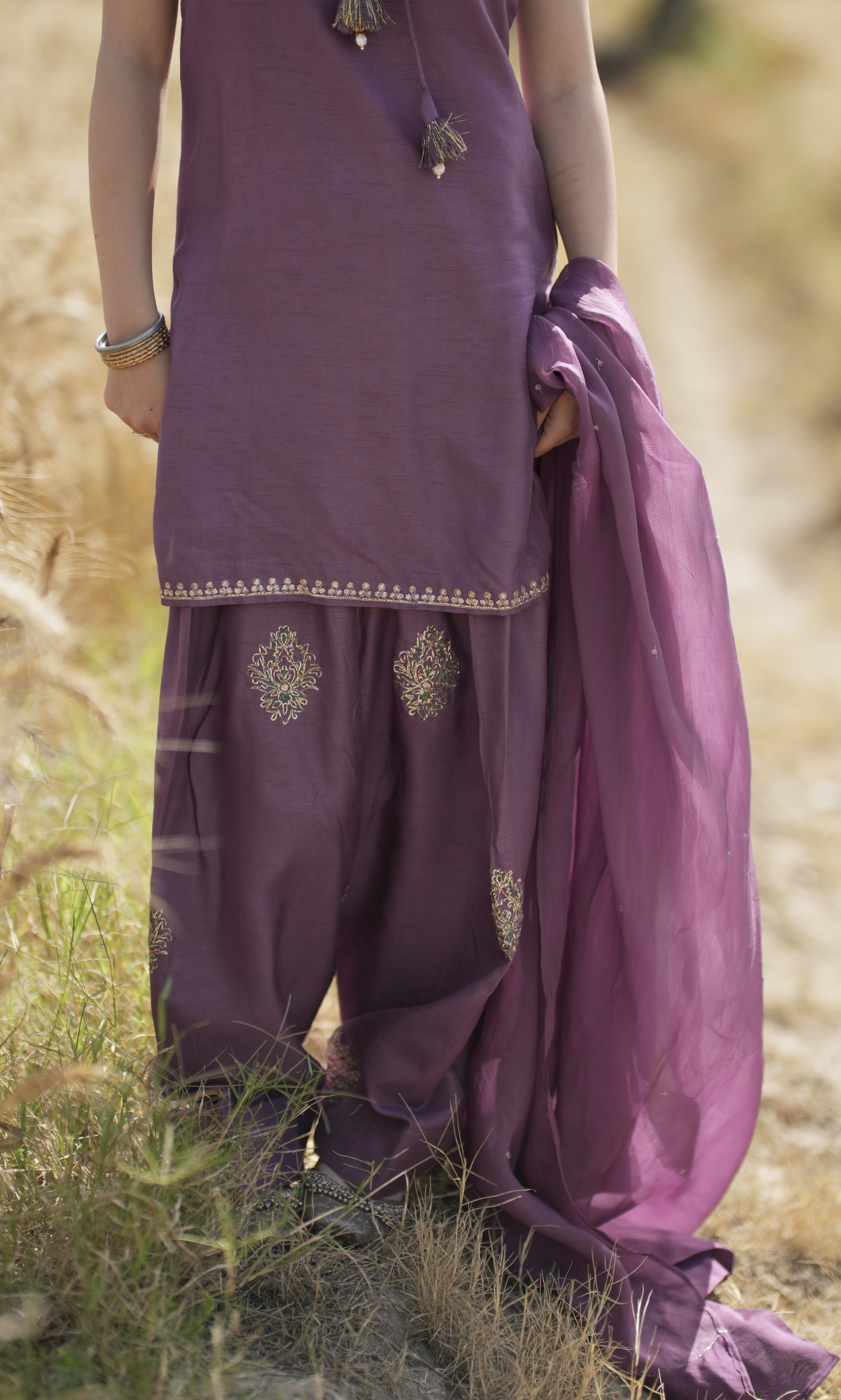 Kashni – Viscose Muga Silk Suit with Dabka Pitta Work